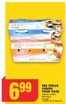 No Frills Tre stelle cheese twin pack, 240-560 g offer
