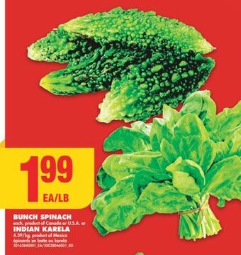 No Frills Bunch spinach or indian karela offer