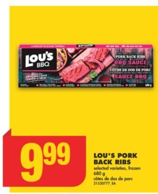 No Frills Lou's pork back ribs, 680 g offer