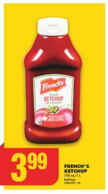 No Frills French's ketchup, 750 ml/1 l offer