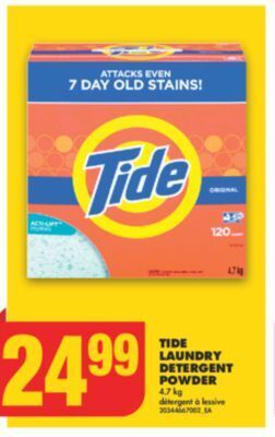 No Frills Tide laundry detergent powder, 4.7 kg offer