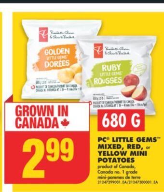 No Frills Pc little gems mixed, red, or yellow mini potatoes, 680 g offer