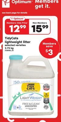 Loblaws Tidycats lightweight litter, 2.72 kg offer