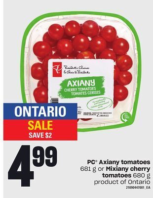 Loblaws Pc axiany tomatoes, 681 g or mixiany cherry tomatoes, 680 g offer