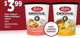 Loblaws Astro original balkan indulgent yogurt, 625 g offer