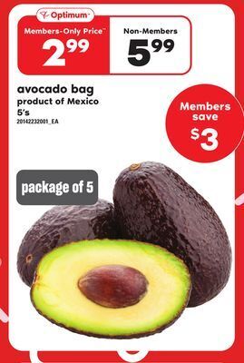 Loblaws Avocado bag, 5's offer