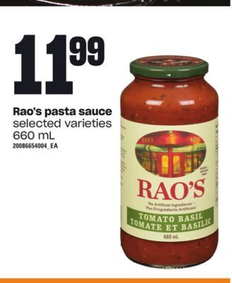 Loblaws Rao's pasta sauce, 660 ml offer