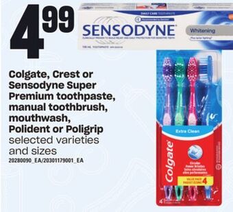 Loblaws Colgate, crest or sensodyne super premium toothpaste, manual toothbrush, mouthwash, polident or poligrip offer