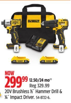 Canadian Tire Dewalt 20v brushless 1/2 hammer drill & 1/4 impact driver offer