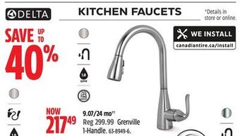 Canadian Tire Delta grenville 1-handle kitchen faucets offer
