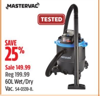 Canadian Tire Mastervac 60l wet/dry vac offer