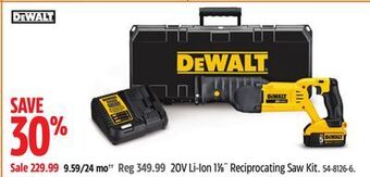 Canadian Tire Dewalt 20v li-ion 1 1/8 reciprocating saw kit offer