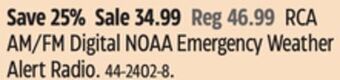 Canadian Tire Rca am/fm digital noaa emergency weather alert radio offer