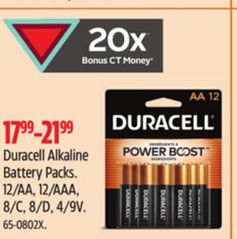 Canadian Tire Duracell alkaline battery packs offer