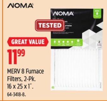 Canadian Tire Noma merv 8 furnace filters, 2-pk offer