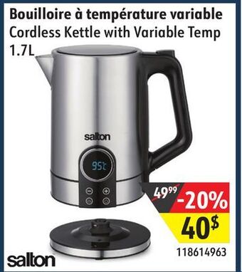 Sushi Shop Salton cordless kettle with variable temp offer