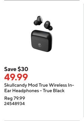 Staples Skullcandy mod true wireless in-ear headphones - true black offer