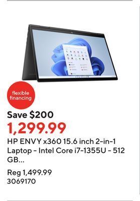 Staples Hp envy x360 15.6 inch 2-in-1 laptop - intel core i7-1355u - 512 gb ssd - 16 gb ram - windows 11 home offer