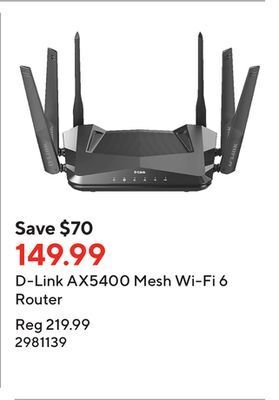 Staples D-link ax5400 mesh wi-fi 6 router offer