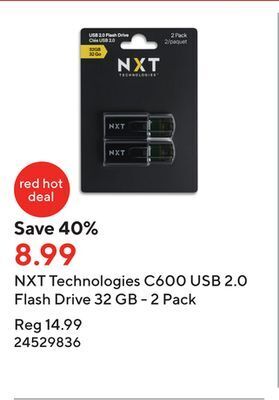 Staples Nxt technologies c600 usb 2.0 flash drive 32 gb - 2 pack offer