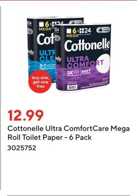 Staples Cottonelle ultra comfortcare mega roll toilet paper - 6 pack offer