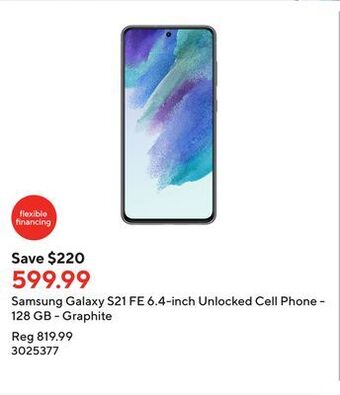 Staples Samsung galaxy s21 fe 6.4-inch unlocked cell phone - 128 gb - graphite offer