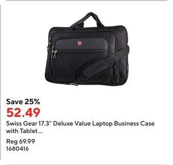 Staples Swiss gear 17.3 deluxe value laptop business case with tablet pocket, black offer