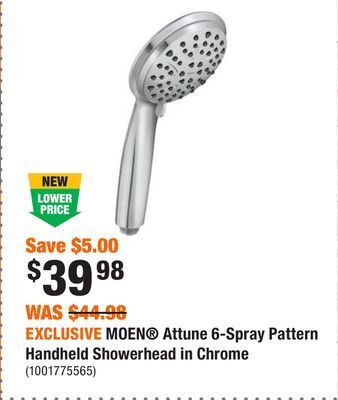 Home Depot Exclusive moen attune 6-spray pattern handheld showerhead in chrome offer