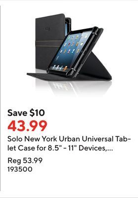 Staples Solo new york urban universal tablet case for 8.5 - 11 devices, black offer