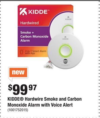 Home Depot Kidde hardwire smoke and carbon monoxide alarm with voice alert offer