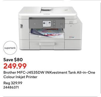 Staples Brother mfc-j4535dw inkvestment tank all-in-one colour inkjet printer offer