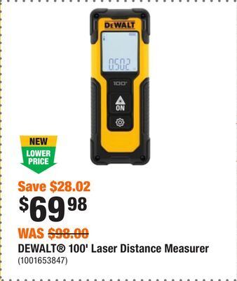 Home Depot Dewalt 100' laser distance measurer offer