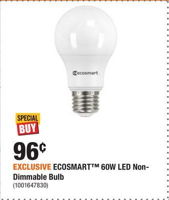 Home Depot Exclusive ecosmart 60w led non-dimmable bulb offer