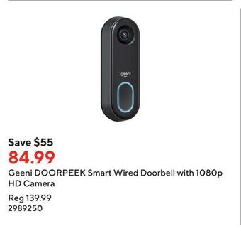 Staples Geeni doorpeek smart wired doorbell with 1080p hd camera offer