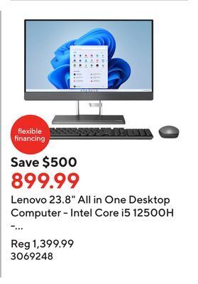 Staples Lenovo 23.8 all in one desktop computer - intel core i5 12500h - 512 gb ssd -16 gb ram - windows 11 home 64-bit offer