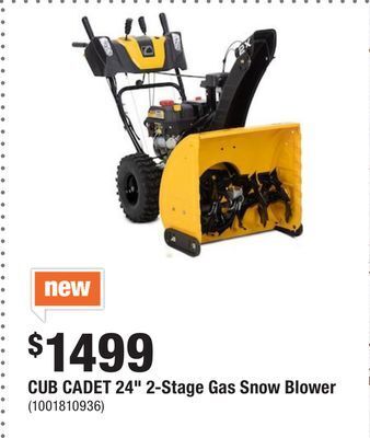 Home Depot Cub cadet 24 2-stage gas snow blower offer