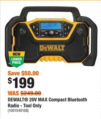 Home Depot Dewalt 20v max compact bluetooth radio - tool only offer