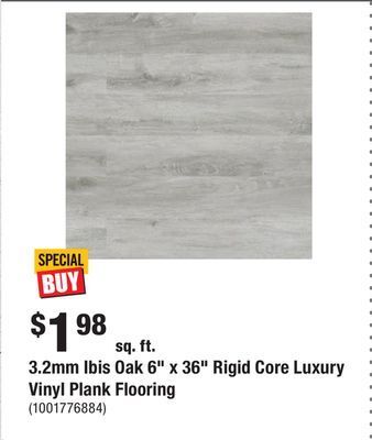 Home Depot 3.2mm ibis oak 6 x 36 rigid core luxury vinyl plank flooring offer