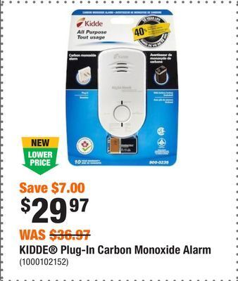 Home Depot Kidde plug-in carbon monoxide alarm offer