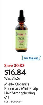 Walmart Mielle organics rosemary mint scalp hair strengthening oil offer