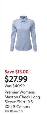 Walmart Premier womens maxton check long sleeve shirt | xs- xxl| 5 colours offer