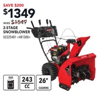 RONA Craftsman 2-stage snowblower offer