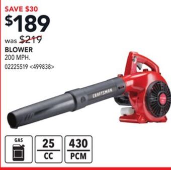 RONA Craftsman blower offer