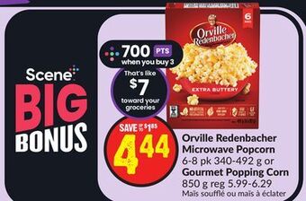 FreshCo Orville redenbacher microwave popcorn 6-8 pk 340-492 g or gourmet popping corn 850 g offer