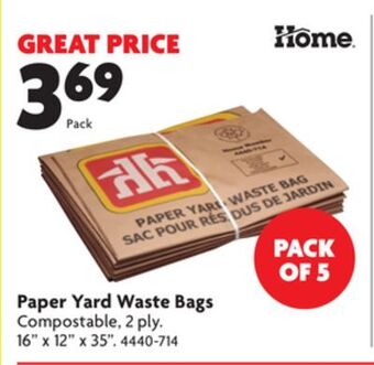 Home Hardware Paper yard waste bags offer