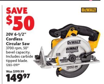 Home Hardware 20v 6-1/2 cordless circular saw offer