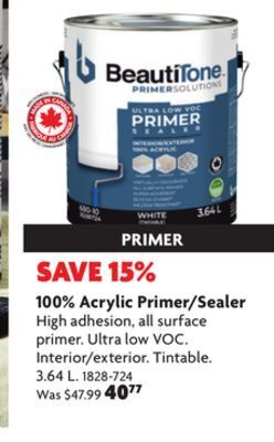 Home Hardware 100% acrylic primer/sealer offer
