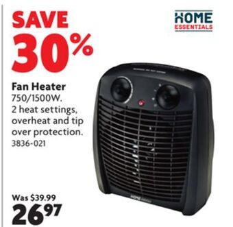 Home Hardware Fan heater offer