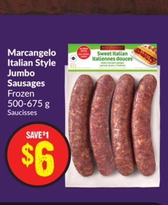 Chalo FreshCo Marcangelo italian style jumbo sausages frozen 500-675 g offer