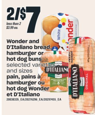 Valu-mart Pain, pains à hamburger ou hot dog wonder et d'italiano offer